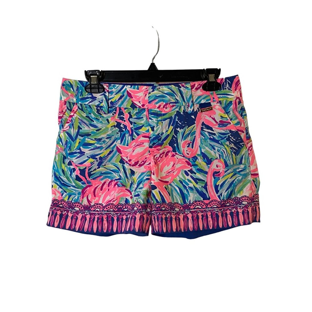 New Lilly Pulitzer Flamenco beach Flamingo Callan Short Flat Front 5" Sz 2